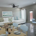 Open Living/dining/kitchen area. Virtually Staged