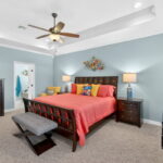 Primary bedroom, looking towards the primary bath...