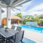 Heated Pool has a Spa Bench Seat at one end with jets.