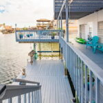 Multi-level decking. Fish cleaning table. Boat lift.