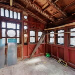 View of the stained glass inside the playhouse.