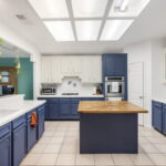 Spacious kitchen with center island.