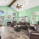 Living area with fireplace.