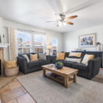 Living room and exit to the deck.