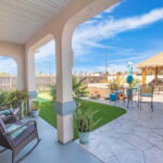 Covered Patio is perfect for coffee and reading.