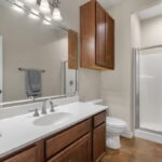 Guest bathroom with walk-in shower.