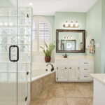 This primary bath area is where you'll think you're at a spa!