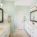 Primary bath area with dual sinks. It's beautiful!