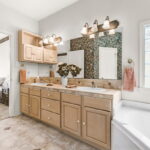 Dual sinks in spacious secondary bath