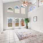 Living room featuring a gas fireplace