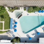 Aerial view - Heated swimming pool, kids pool & hot tub.