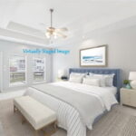 VIRTUALLY STAGED: Downstairs -Primary Owner's Suite #1 door exiting to decking for entertainment.