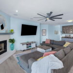 Gas fireplace provides function and beauty to the living space.