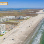 Looking North up the beach towards Packery Channel and onwards towards Port Aransas. Views!!