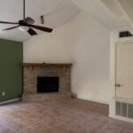 Woodburning fireplace.