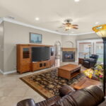 Spacious living area. Two-sided Fireplace.