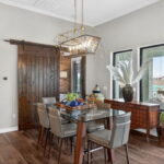 This dining area is cozy and simple....