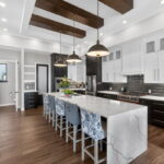 Beverage area, powder room, walk-in pantry and look at this AMAZING kitchen!!