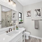 Private bath area for Bedroom #3. Walk-in shower.