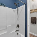 Separate bath and toilet area