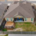 Aerial view of back yard.