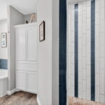 Unique walk-in tile shower.