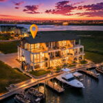 The Villas of Padre - Unit 104, water side, at sunset........