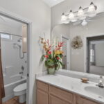Guest bath with tub/shower.