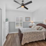 Built-in dresser in this bedroom