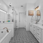 Primary bath with jet tub and walk-in shower