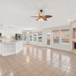 Living, dining and kitchen all with water views....